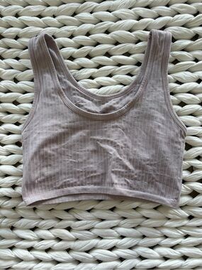 aerie ribbed cropped tank top - mauve